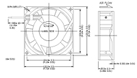 AC Fan PM1225-7 - Dimensional Drawing