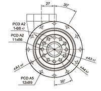 Output Frame Dimensions of Model SDH 200 Planetary Reducer Gearbox