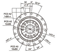 Output Frame Dimensions of Model SDH 255 Planetary Reducer Gearbox