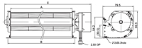 EC Crossflow Fan JQT-045A Series - Dimensions