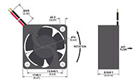 0.67 Cubic Feet Per Minute (ft³/min) Airflow (P) Micro Fan - Dimensional Drawing