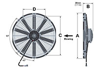 AX12B004-B280 Series &le; 10.5 Ampere (A) Current and 765 Cubic Feet Per Minute (ft³/min) Airflow (Q) Straight Blade Design Brushed Direct Current (DC) Axial Fan - Blowing Airflow Direction