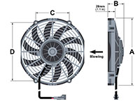 AX12B004-B255 Series Curved Blade Design Brushed Direct Current (DC) Axial Fan - Blowing Airflow Direction