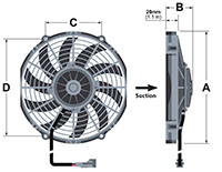 AX12B004-B255 Series Curved Blade Design Brushed Direct Current (DC) Axial Fan - Suction Airflow Direction