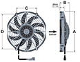 AX12B004-B255 Series Curved Blade Design Brushed Direct Current (DC) Axial Fan - Suction Airflow Direction