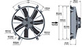 AX12BL009C-B305 Series Curved Blade Design Brushless Direct Current (DC) Axial Fan - Suction Airflow Direction